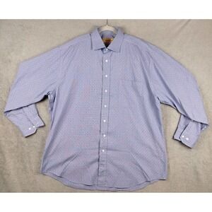 Paul Stuart Blue Plaid Button Down Shirt Mens 17 Made in Canada 100% Cotton